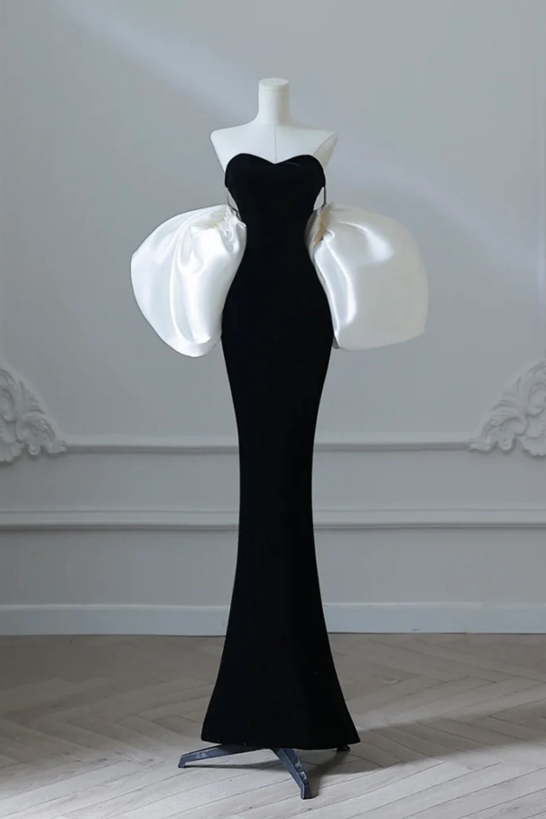 Simple Mermaid Velvet Black Long Prom Dress, Black Long Formal Dress K –  kateprom