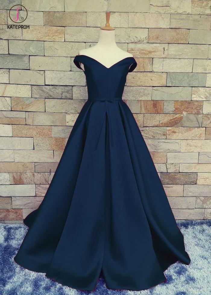 Off-The-Shoulder A-Line Satin Lace-Up Minimal Prom Dress Rust
