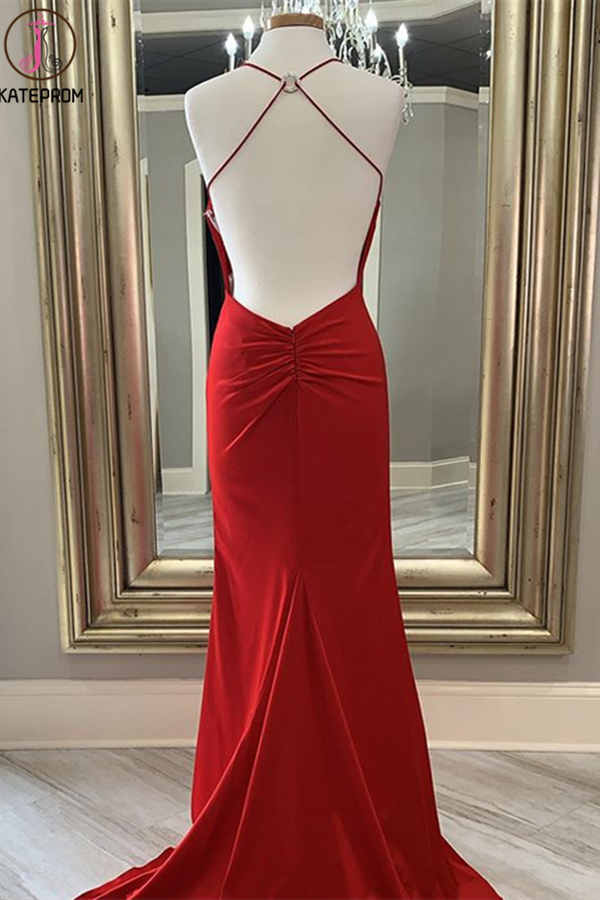 navy blue dress for baby girl Red Prom Dress with Slit,Backless Prom Dress with Sweep Train,Long Prom Dress,PD00304, US10 / Dark Navy main image 0