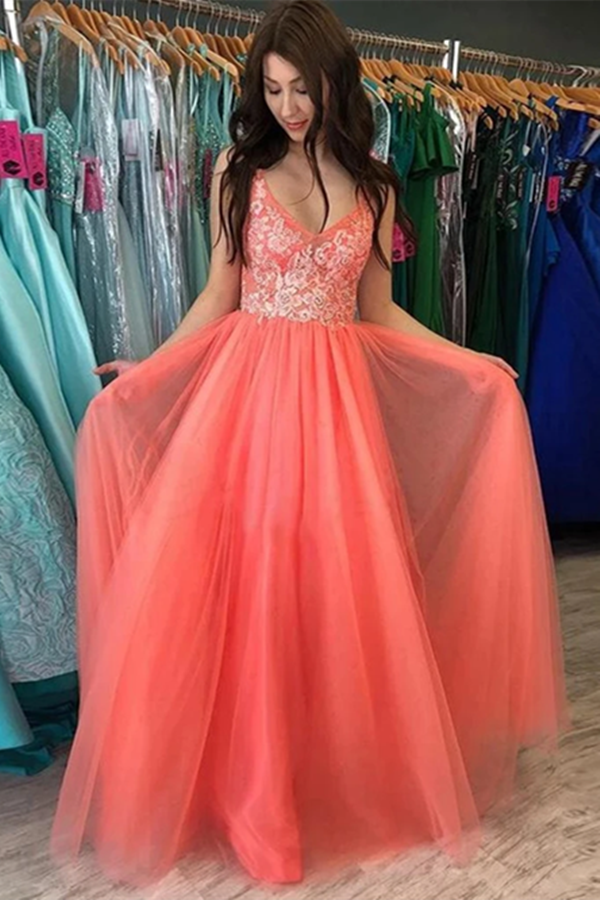 Coral formal gown cheap