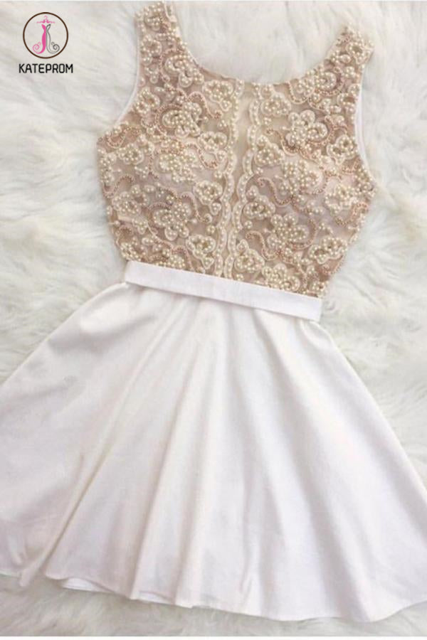 Kateprom A Line Sleeveless Beading Mini Homecoming Dress, Short Beaded kateprom Kateprom A Line Sleeveless Beading Mini Homecoming Dress, Short Beaded kateprom