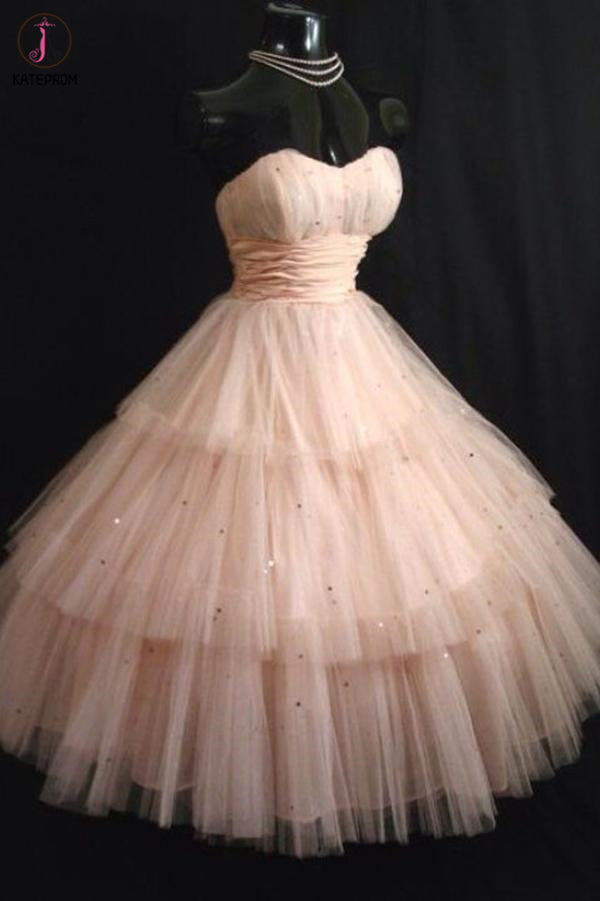 Kateprom Princess Sweetheart Tulle Knee Length Homecoming Dress, Puffy   kateprom