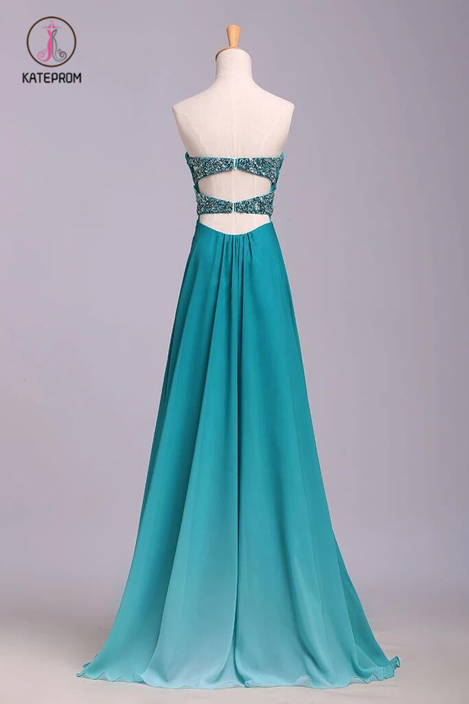 Ombre Sweetheart Long Chiffon Prom Dress with Sequins, Open Back Gradi kateprom Ombre Sweetheart Long Chiffon Prom Dress with Sequins, Open Back Gradi kateprom