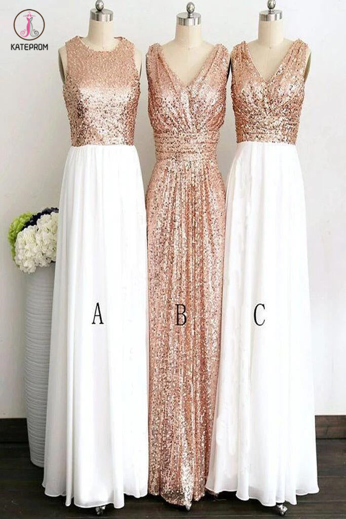 slim fit dress slacks Metallic Rose Gold Bridesmaid Dresses Sequin Wedding Guest Dresses Wit main image 0