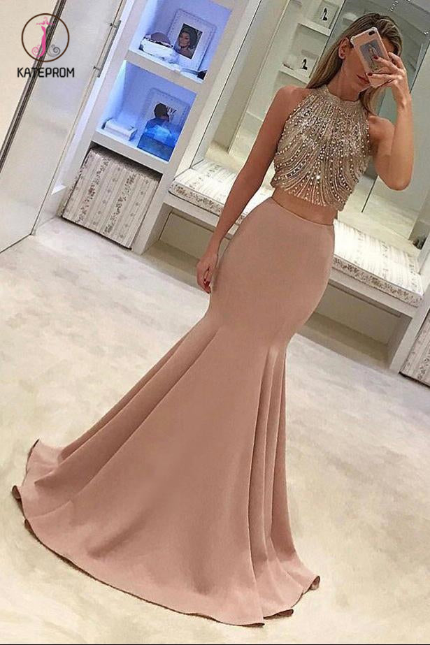 Gorgeous Two Piece Mermaid Prom Dresses, Beading Long Formal Dress, Fo kateprom Gorgeous Two Piece Mermaid Prom Dresses, Beading Long Formal Dress, Fo kateprom