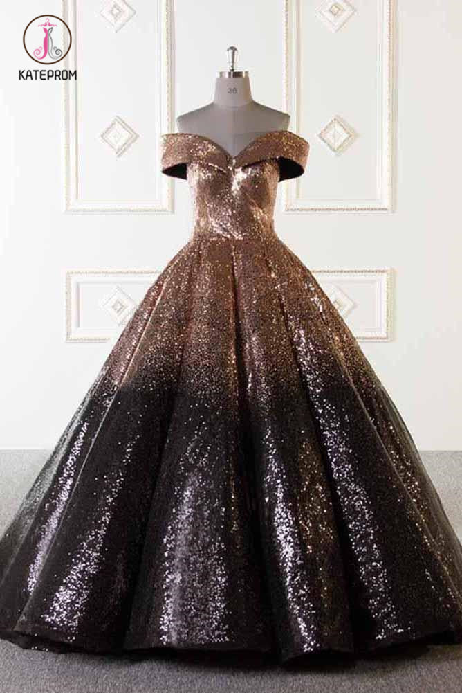 Luxury Sparkly Ball Gown Dresses Ombre Sequins Floor Length Prom Eveni –  kateprom