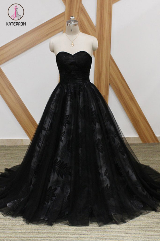 black strapless graduation dress Black Sparkly Tulle Sweetheart Homecoming Dresses Feather Beaded Lace Graduation Dress hc458 Black / 22W main image 0