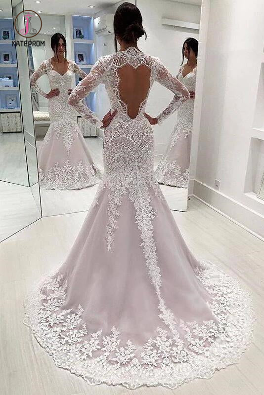 vintage lace wedding dresses mermaid long sleeve backless Sleeves Dresses, Long Open Back Bridal Dr – kateprom Color:Black/Black CDA1022 Dark Navy Off Shoulder Floral Dress for Spring