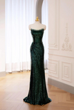 Green Sequins Long Prom Dress, Mermaid Off the Shoulder Party Dress KPP2207