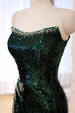 Green Sequins Long Prom Dress, Mermaid Off the Shoulder Party Dress KPP2207