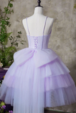 Lavender dress on a mannequin against a neutral background
