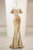 Gold Sequins Sweetheart Beaded Long Prom Dress, Formal Evening Dress KPP2293