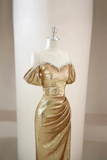 Gold Sequins Sweetheart Beaded Long Prom Dress, Formal Evening Dress KPP2293
