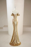 Gold Sequins Sweetheart Beaded Long Prom Dress, Formal Evening Dress KPP2293