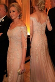 Woman in a glamorous evening gown with close-up of back and side views.