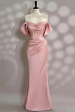 Off the Shoulder Light Pink Corset Prom Dress Party Dress KPP2363