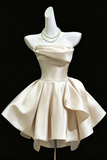 Strapless Short Champagne Prom Dresses, Short Formal Homecoming Dresses KPH0824