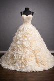 Ivory 3d Rose Applique Corset Ball Gown Wedding Dress With Voluminous Layered Skirt