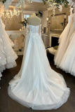 Sweetheart Neck Long Sleeves Ivory Lace Wedding Dresses, Long Sleeves Lace Bridal Dresses
