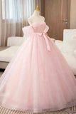 Off the Shoulder Pink Floor Length Long Prom Dresses, Off Shoulder Pink Long Formal Evening Dresses
