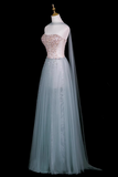 Sparkling Tulle Ball Gown with Beaded Corset Bodice, Strapless Ethereal Evening Dress