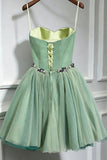 Sage Green with Tulle Overlay Mini Short Party Gown
