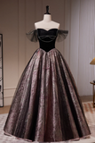 Fashion Black Off The Shoulder Beading A Line Tulle Long Prom Dresses KPP1784