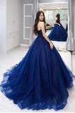 Navy Blue Tulle Ball Gown Prom Dress, Navy Blue Sweet 16 Dress KPP1851