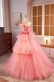 Pink Spaghetti Strap Tulle Long Prom Dress, Beautiful A Line Formal Sweet 16 Dress KPP1852