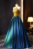 Retro Halter Neck Long Prom Dress, Elegant A Line Evening Party Dress KPP1910
