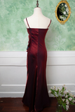 Wine Red Straps Long Prom Dress, Wine Red Evening Dress Party Dress KPP1939