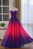 Beads Sweetheart Fuchsia Pink Ombre Chiffon Prom Dress, Long Formal Gown KPP1945