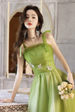 Light Green A Line Straps Tulle Long Party Dress, Light Green Tulle Prom Dress KPP1951