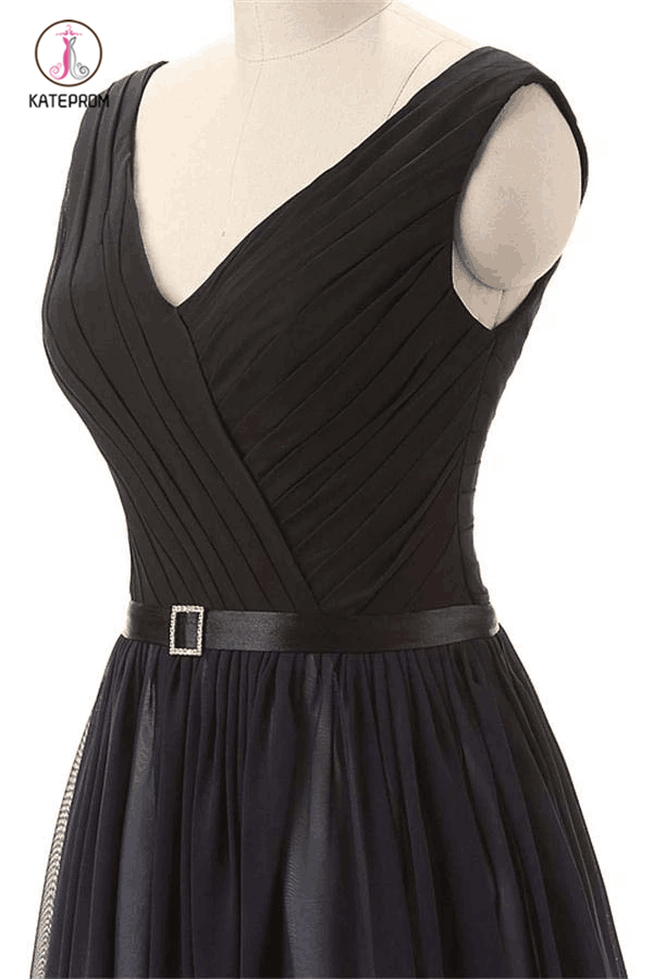 sachin and babi light blue dress Azazie Niamh Black Chiffon Bridesmaid Dresses main image 0