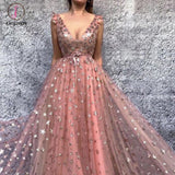 Sparkly Prom Dresses V-neck Stars Long Sexy Beautiful Prom Dress KPP0001