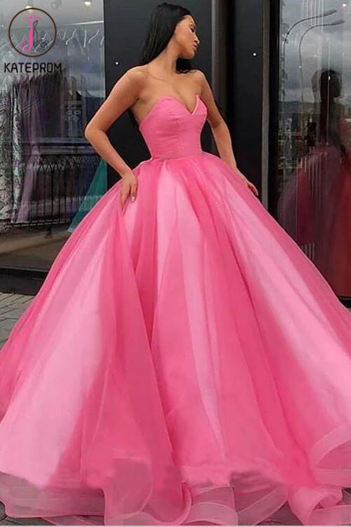 Ball Gown Sweetheart Prom Dress, Princess Floor Length Tulle Quinceanera Dresses KPP0006