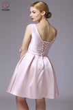 Simple Satin Back Up Lace Backless Homecoming Dresses KPH0015