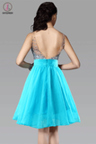 Short V-Neck Chiffon Backless Homecoming Dresses Prom KPH0013