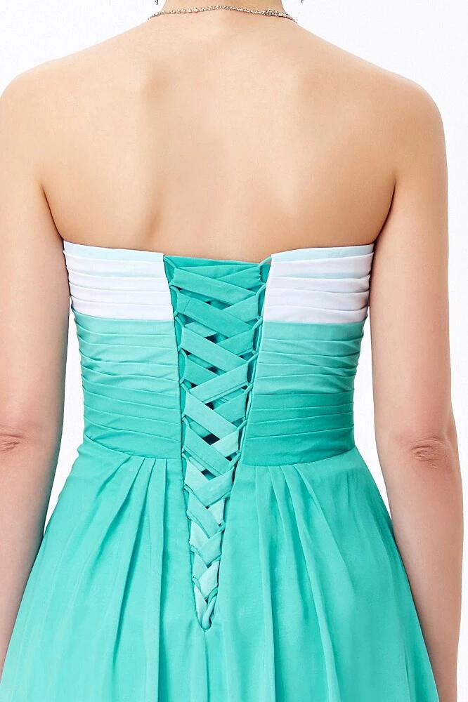 turquoise ombre bridesmaid dresses A-line Sweetheart Sleeveless Chiffon Ombre Bridesmaid Dress,Long Prom –  kateprom