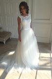 White Sleeveless Wedding Dresses, Sexy Bridal Gowns with Appliques KPW0131