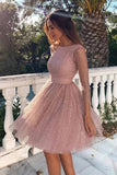 Charming Sparkly Long Sleeve Backless Homecoming Dresses Party Dress KPH0121