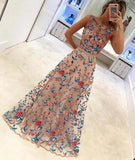 New Style Popular A Line Sleeveless Long Prom Dresses Formal Dress with Embroidery KPP0320
