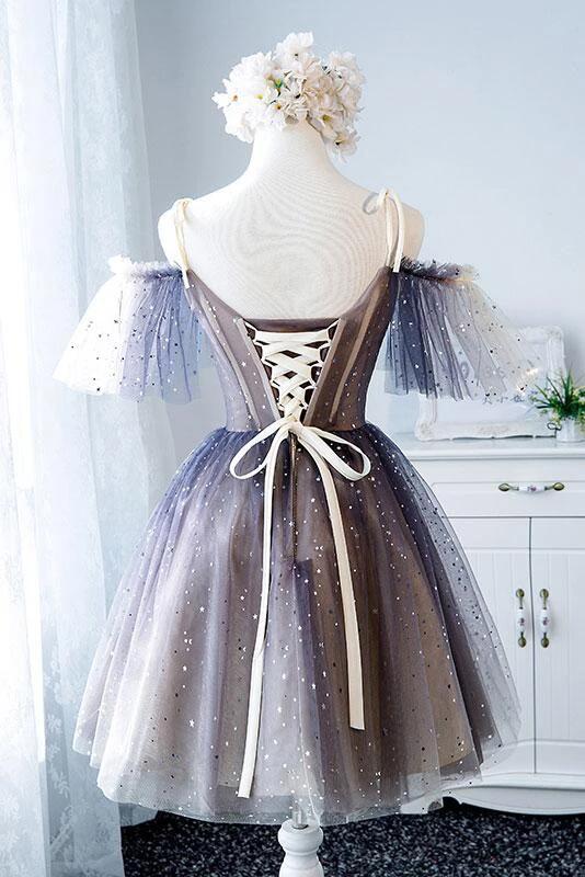 Sparkly Off the Shoulder Homecoming Dress with Short Sleeves, Unique T kateprom Sparkly Off the Shoulder Homecoming Dress with Short Sleeves, Unique T kateprom