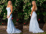 Kateprom Blue Lace Prom Dresses Long, Evening Dress, Dance Dress, Graduation School Party Gown KPP1413