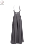 Gray Chiffon Backless Cheap Long Evening Prom Dress KPP0013