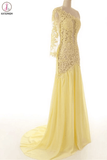 Lace Chiffon Daffodil Long Prom Dresses Evening Dresses KPP0014