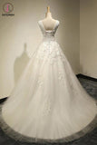 Scoop Court Train Tulle Backless Lace-up Wedding Dress with Beading,Ball Gowns Bridal Dress KPW0015