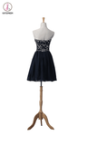 Navy Blue Chiffon Beaded Short Prom\Evening Dresses KPH0005