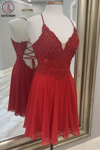 Kateprom red new 2021 homecoming dress, party dress, senior school girl dresses, Simple Cheap Homecoming Dresses, Short Prom Dress KPH0529