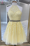Kateprom Yellow new 2021 homecoming dress, senior school girl dresses, Simple Cheap Homecoming Dresses, Short Prom Dress KPH0531